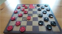 Wooden Checkerboard with Checkers