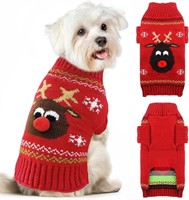 KUTKUT Dog Christmas Sweater Cute Red Reindeer