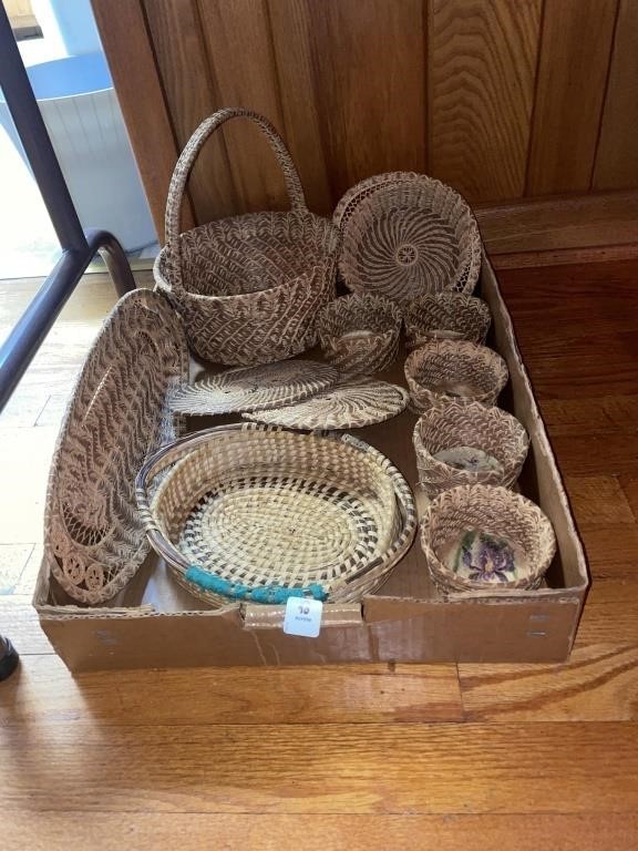 COLLECTION OF PINE NEEDLE HAND MADE BASKETS