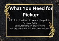 What you need for Pick Up