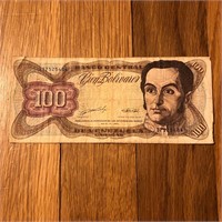 1990 Venezuela 100 Bolivares Banknote