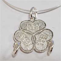 Sterling Necklace Chain w 3 Best Friend PendantsJC