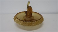 Large Art Deco amber glass Pelican bowl