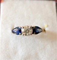 14ct white gold Diamond and Sapphire ring