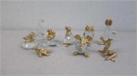 Nine Swarovski style crystal animals
