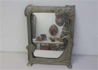 Art Nouveau silvered metal mirror