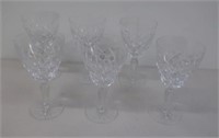 Set six cut crystal wine glasses