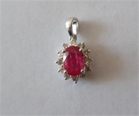 14ct white gold Ruby and Diamond pendant