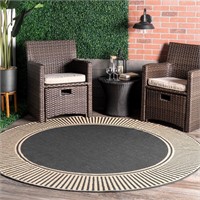 nuLOOM 7' Round Outdoor Asha Area Rug  Dark Grey