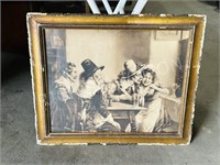antique framed print - pub scene