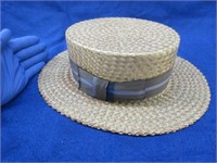 antique gents straw hat - nice