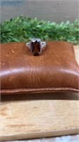 Size 8.5 Sterling Silver and Whiskey Quartz Ring.