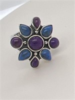 Purple & Blue Turquoise Mojave Silver Ring