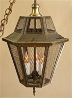 VINTAGE MCM METAL MESH HANGING LIGHT FIXTURE