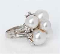 Jewelry 14kt White Gold Pearl Cocktail Ring