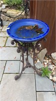 Ceramic Metal Blue Bird Bath