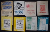 Ten Various original press sheets