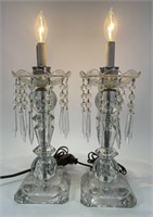Pair of Vintage Cut Crystal Regency Table Lamps