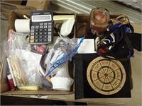(2) Boxes w/ Office Supplies: Calculator, Pens,