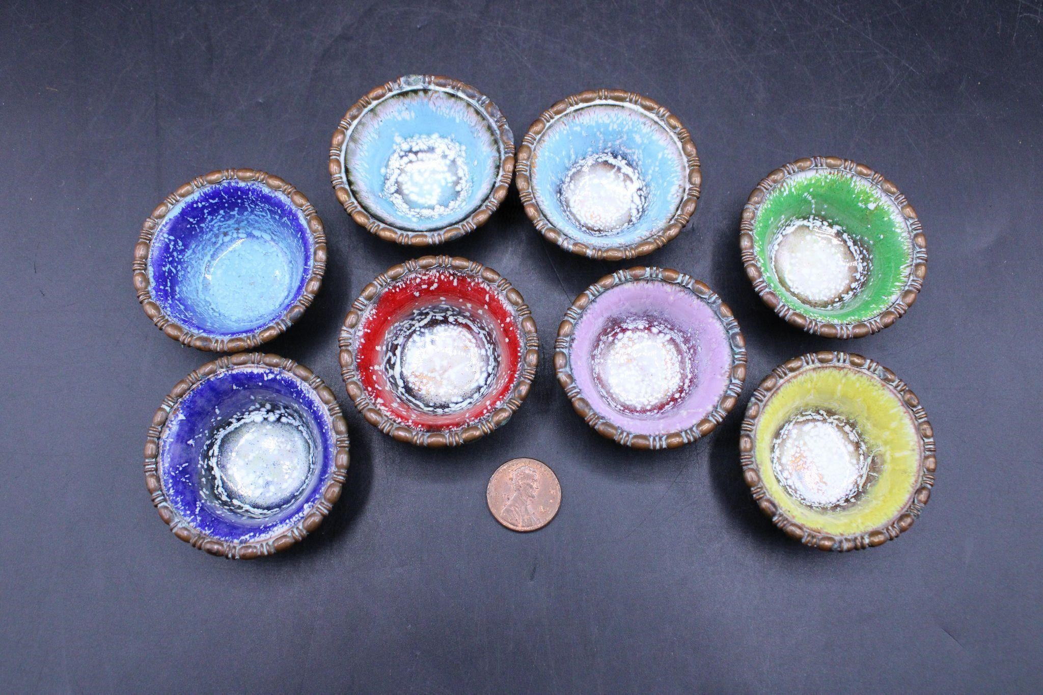 MC Nekrassoff Copper Enameled Salts Bowls