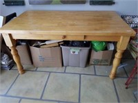 Beautiful Pine Kitchen Table With Drawer