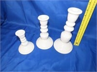 3 White Candle Holders
