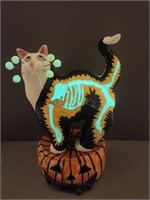 Rare GLOWING WhimsiClay Cat on Jack O Lantern.