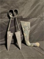 Pair Of Hand Shears With Tobacco Knife 14"