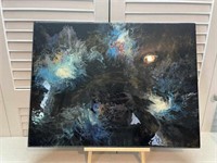 Black Acrylic and Resin Painting