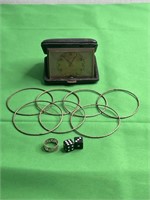 Rensie portable 7-Jewels Clock, Bracelets, Ring