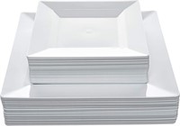 Aya's 60ct White Plastic Plates Disposable -
