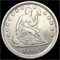 1891 Seated Liberty Quarter CLOSELY UNCIRCULATED