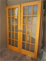 Pair Of Solid Wood Light Pine French Doors