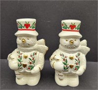 Porcelain Snow Men Salt & Pepper Shakers