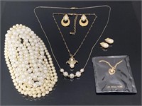 Vintage faux pearl costume jewelry collection