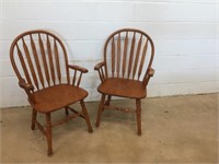 (2) Oak Dining Room Arm Chairs