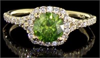 14kt Gold Fancy Green 1.45 ct Diamond Ring