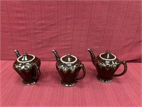 Hall China, 3 Teapots: three Albany Mahogany G