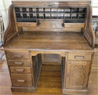 Vintage Oak wood roll top desk