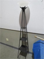 METAL TIERED GLASS SHADE FLOOR LAMP