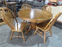 SOLID OAK DINING TABLE & FOUR CHAIRS