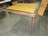 VINTAGE FOLDING CARD LEATHER TOP TABLE