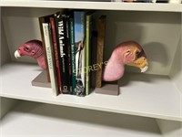 Pair of Bird Book Ends & Books