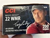 CCI 22 WMR 40gr Jacketed Hollow Point 200 rds