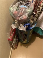 Laundry basket with Christmas wrapping paper and