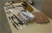 (2) Samurai Cutlery Sets, Cutting Board, Knife