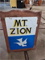 Mt. Zion Metal Sign on Wood Board
