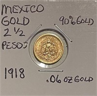 Mexico GOLD 1918 2.50 Pesos