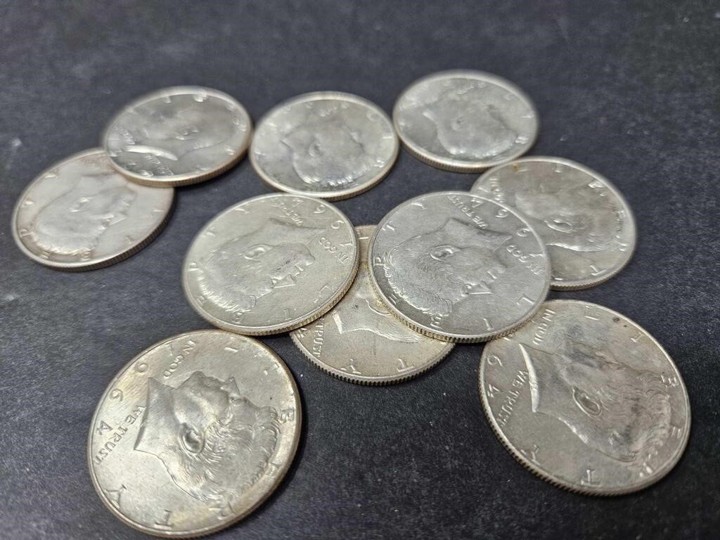 10 - 90% 1964 KENNEDY HALVES