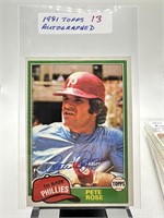 1981 TOPPS SIGNED PETE ROSE BASEBALL CARD NOTE